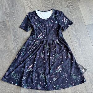 Pawlie Holographic Witch Short Sleeve Skater Dress Knee Length Side Pockets